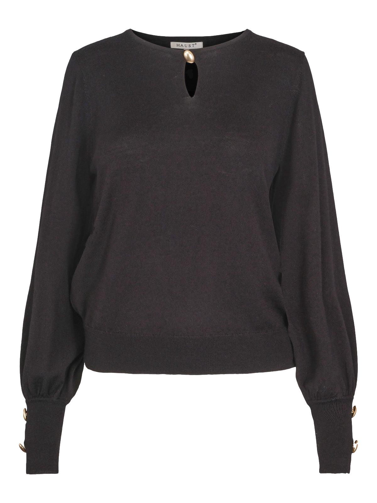 Haust Knitted Pullover Genser Sort - chrismoa.no