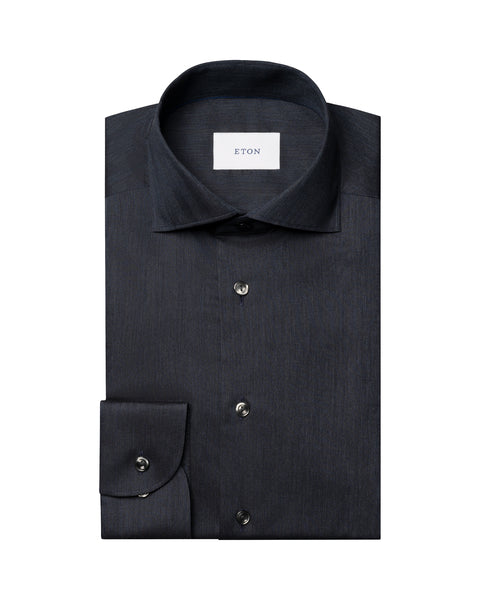 Eton Solid Signature Flannel Shirt Skjorte Mørkeblå - chrismoa.no