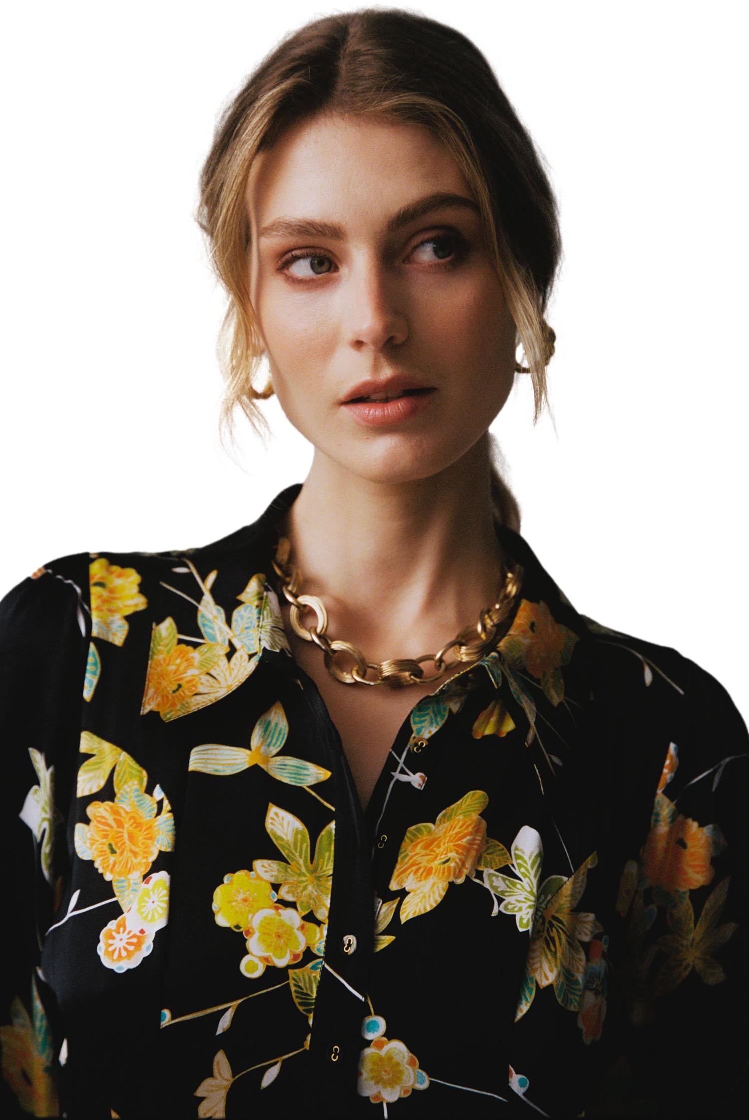 By TiMo Satin Button-Down Dress Kjole Blomster - chrismoa.no