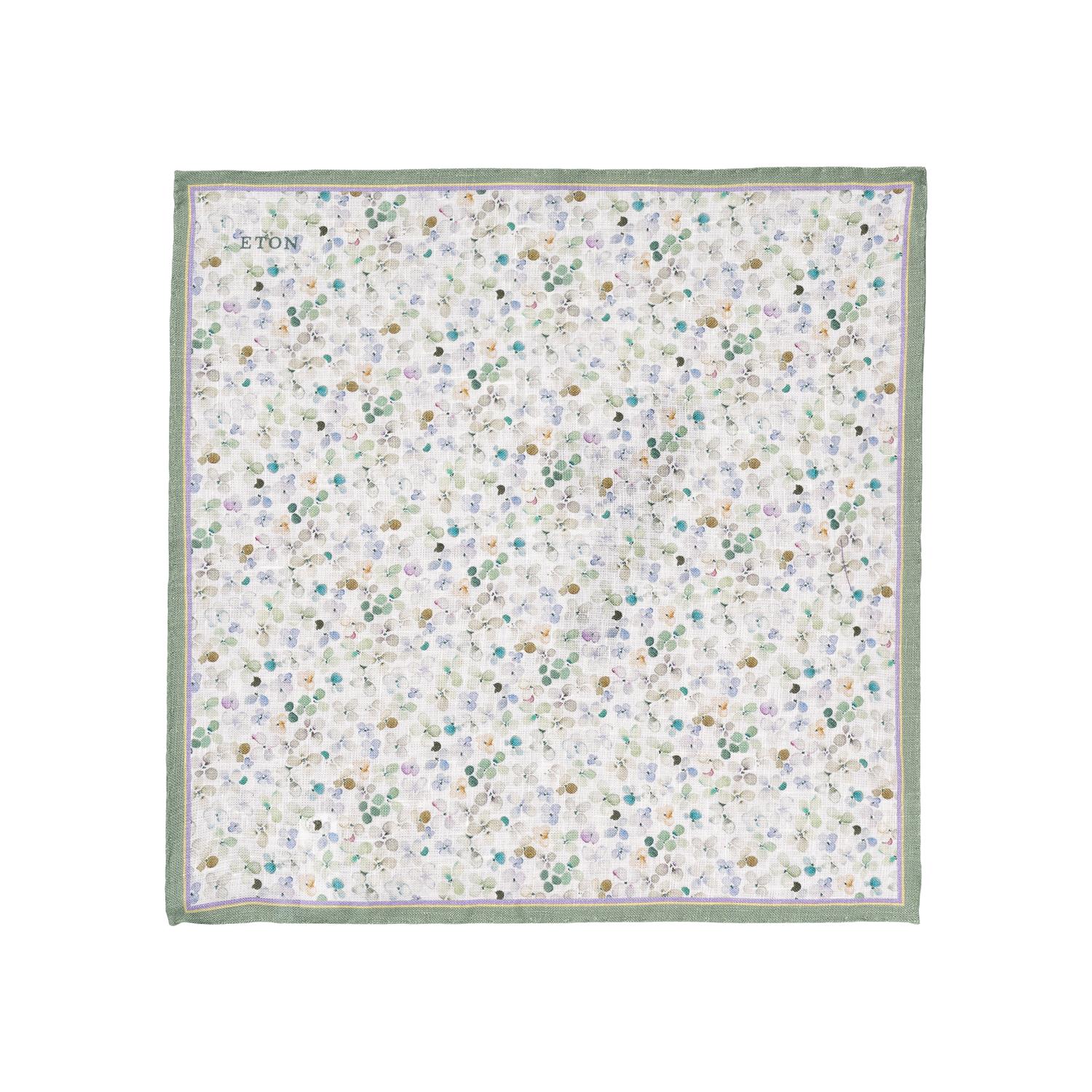 Eton Light Green Floral Linen Pocket Square Tørkle Grønn - chrismoa.no