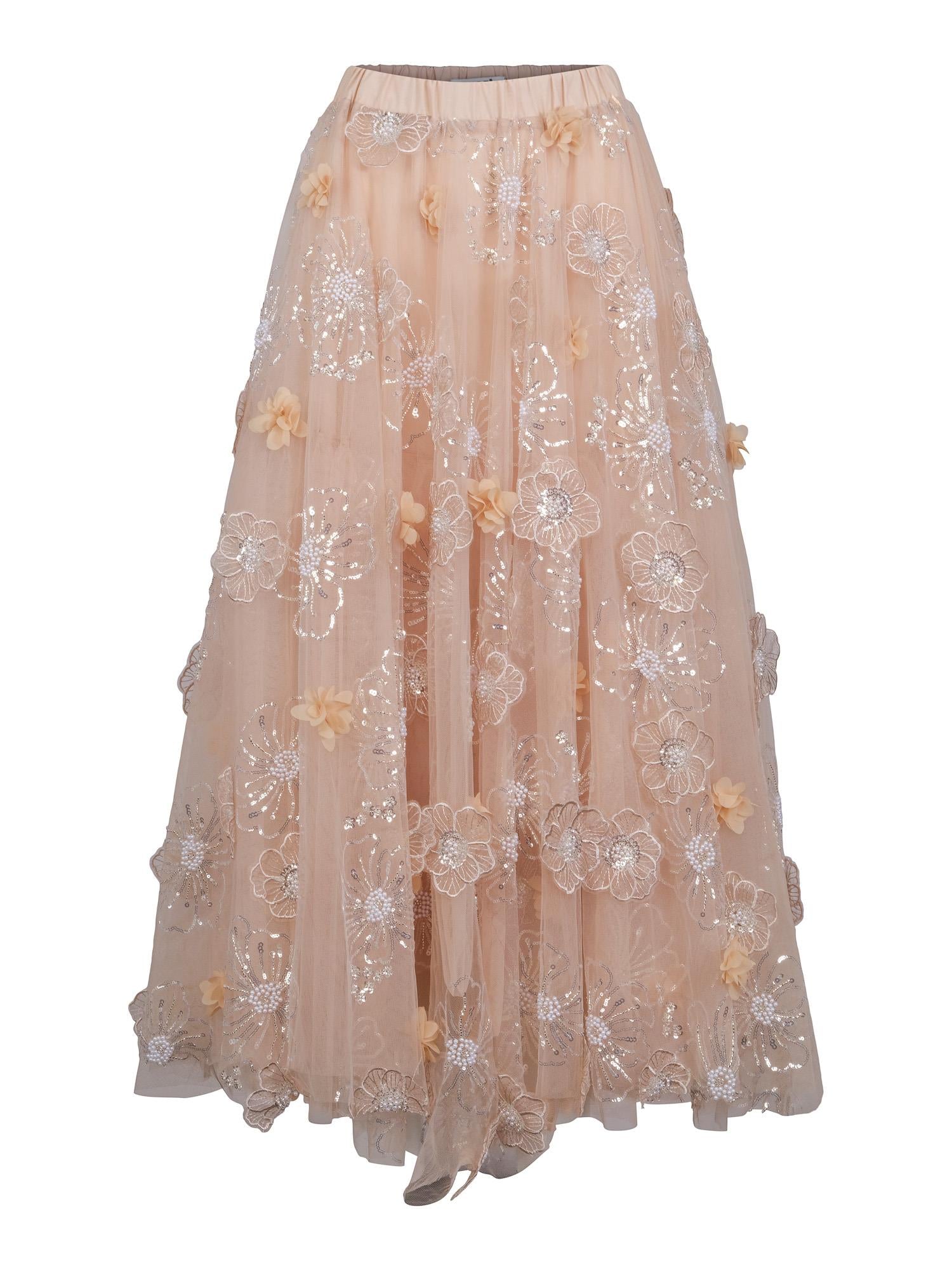 Haust Long Fab Tulle Skirt Skjørt Lys-Beige