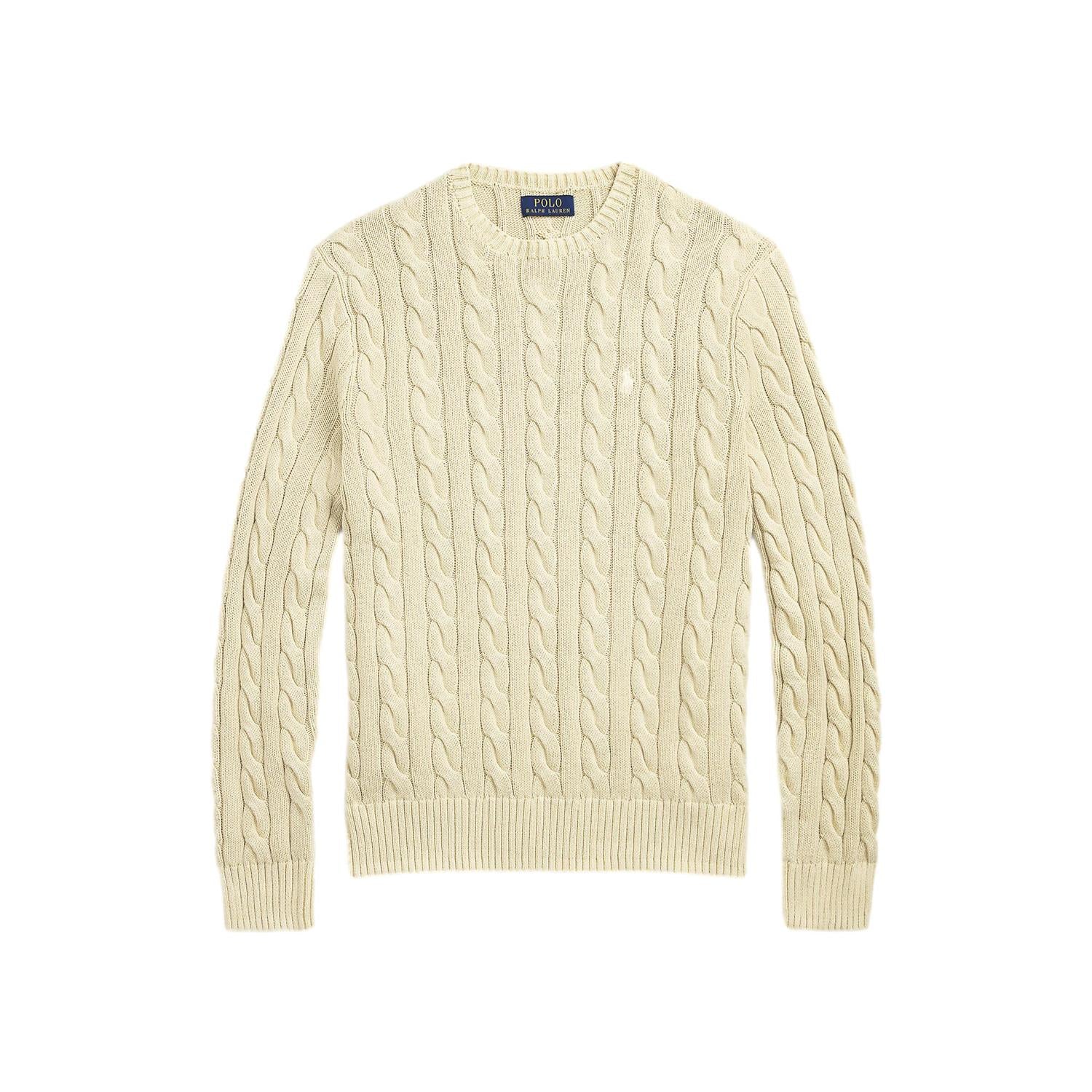 Polo Ralph Lauren CABLE-KNIT MINERAL-DYED COTTON SWEATER Genser Lys-Beige - chrismoa.no
