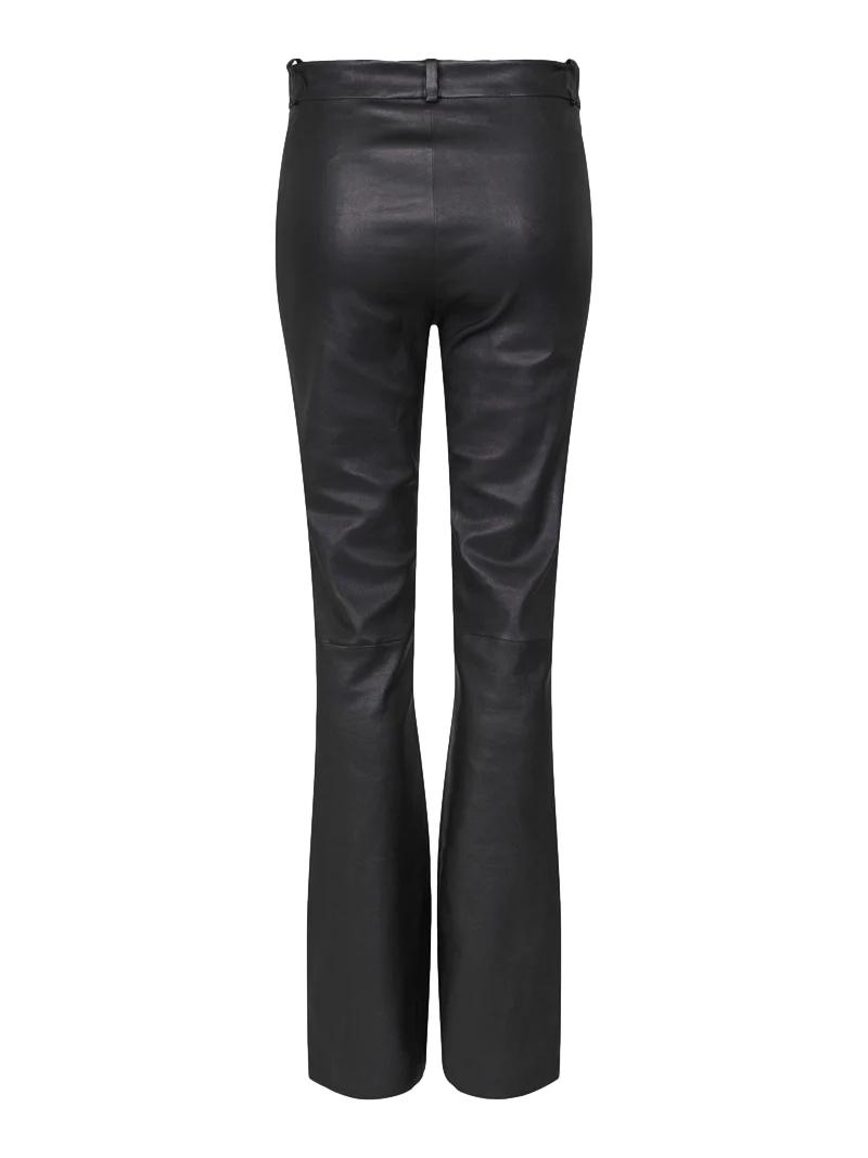 Haust Leather Stretch Bootcut Bukse Sort - chrismoa.no