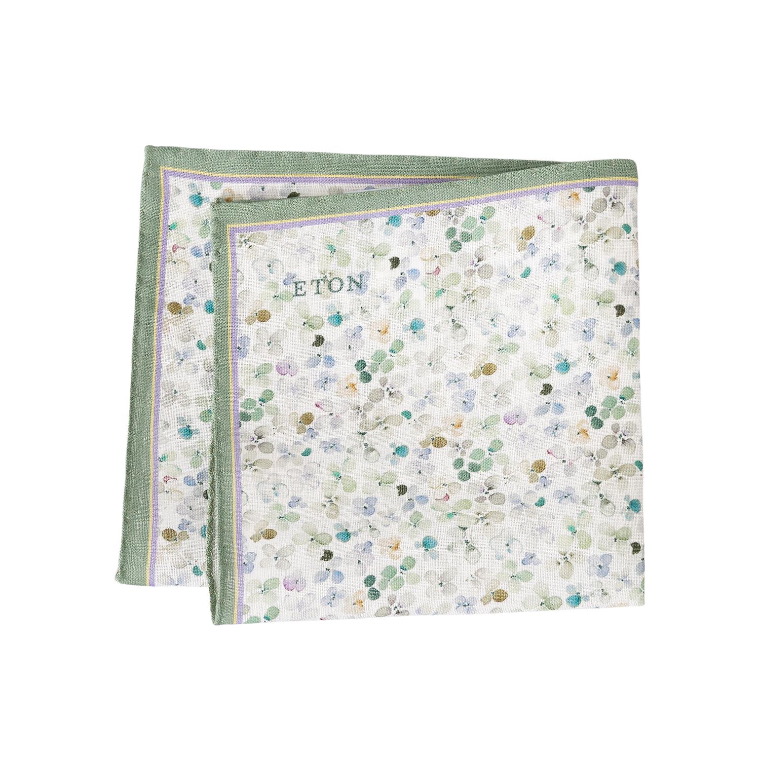 Eton Light Green Floral Linen Pocket Square Tørkle Grønn - chrismoa.no