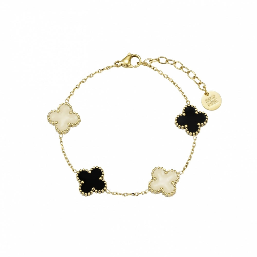 Gullfarget armbånd fra Bud to Rose med kløverdesign, del av Bud to Rose Clover Bracelet Mix-serien, elegant og stilfull.