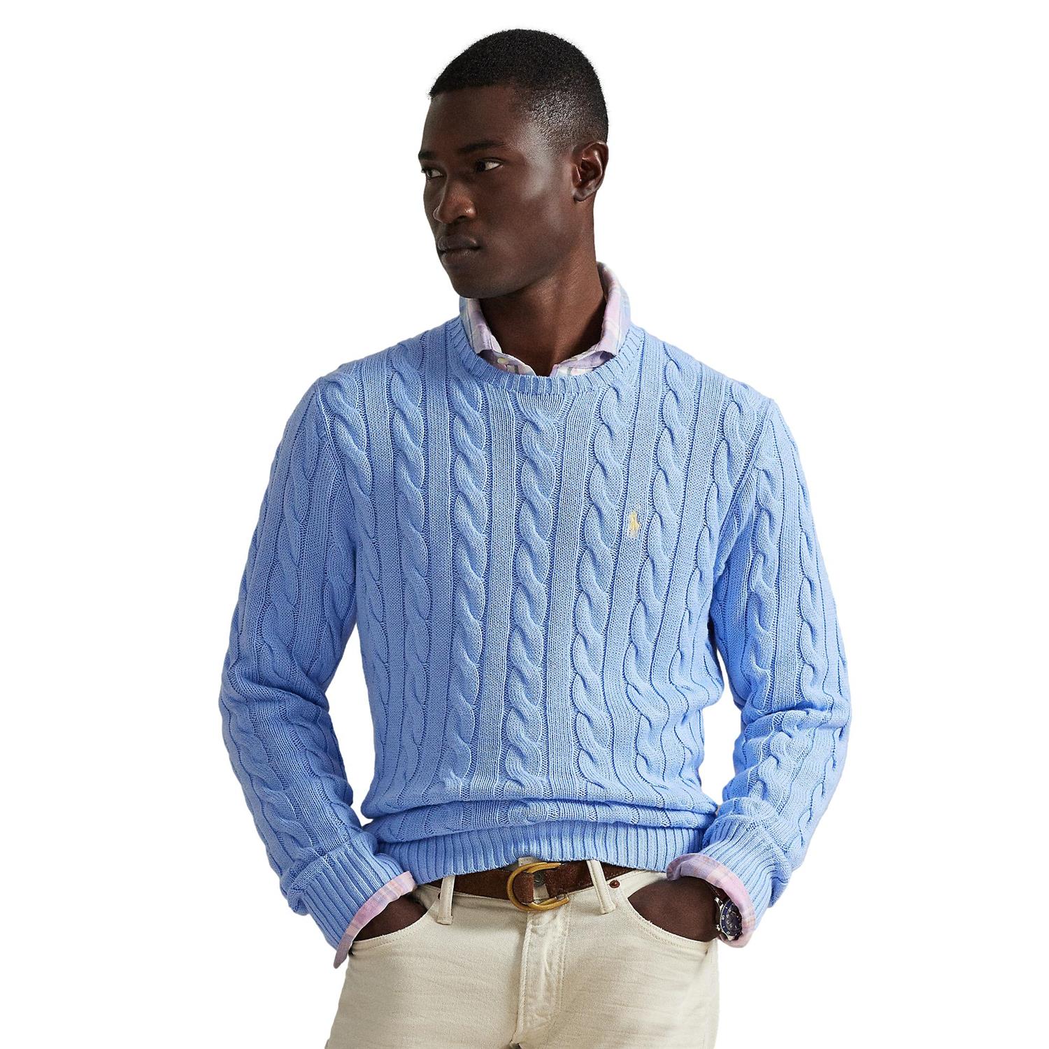 Polo Ralph Lauren Cable-Knit Cotton Sweater Genser Lyseblå - chrismoa.no