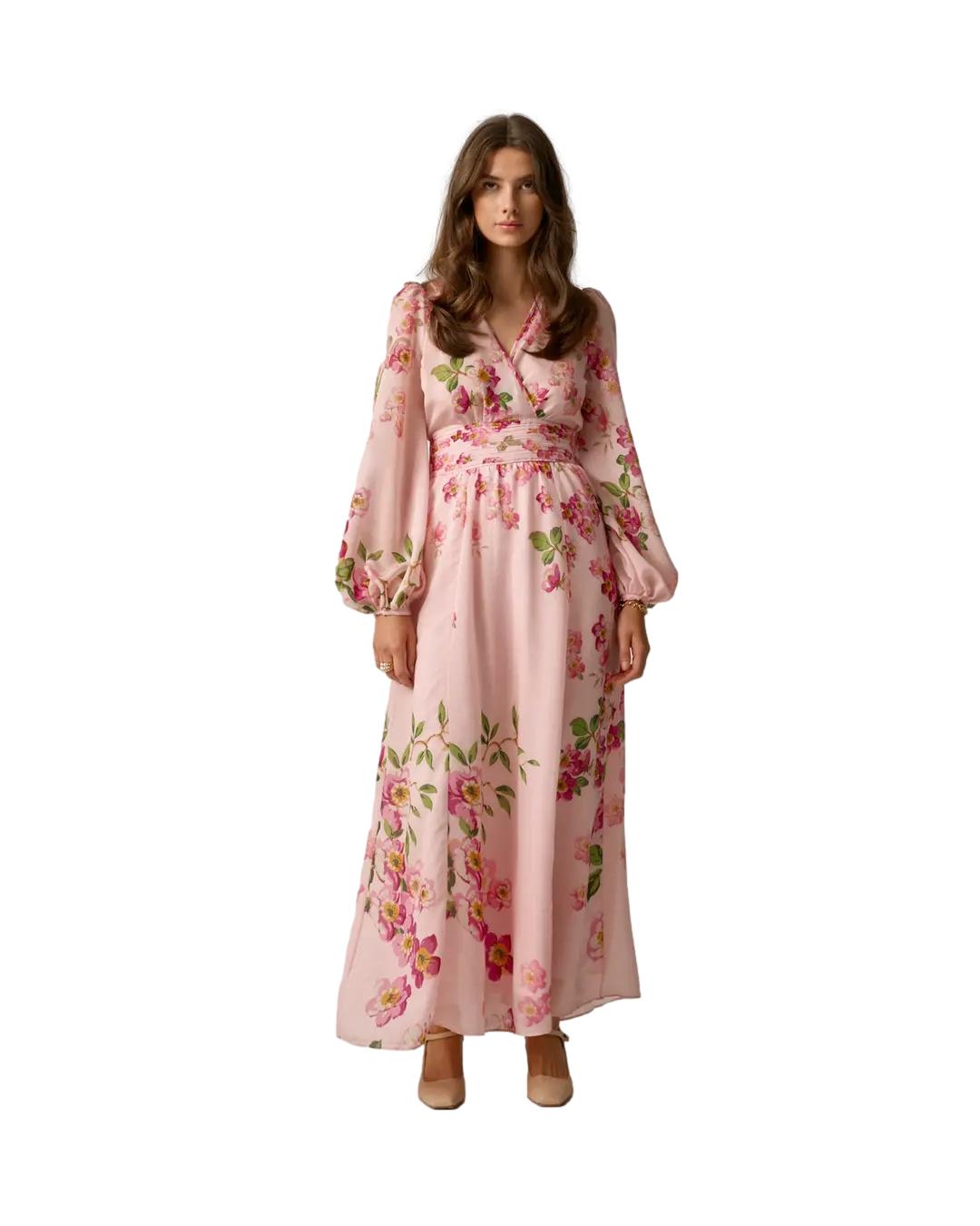 By TiMo Viscose V-Neck Dress Kjole Rosa - chrismoa.no