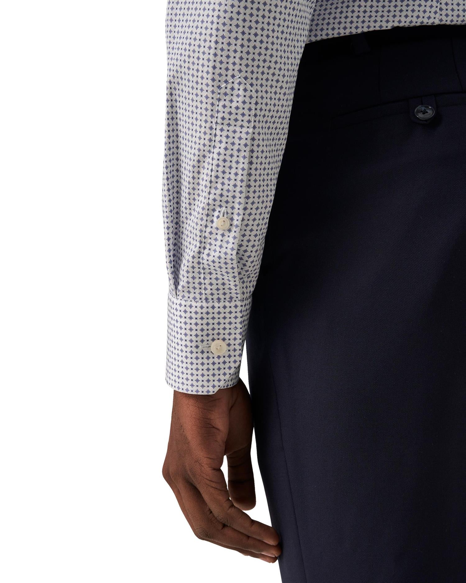 Eton Light Blue Micro Print Poplin Shirt Skjorte Mønster - chrismoa.no