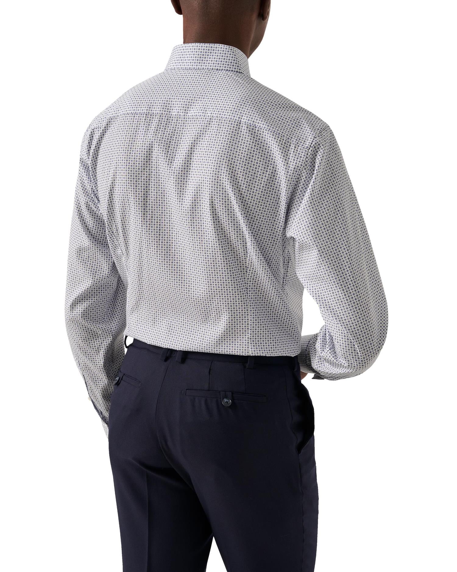 Eton Light Blue Micro Print Poplin Shirt Skjorte Mønster - chrismoa.no