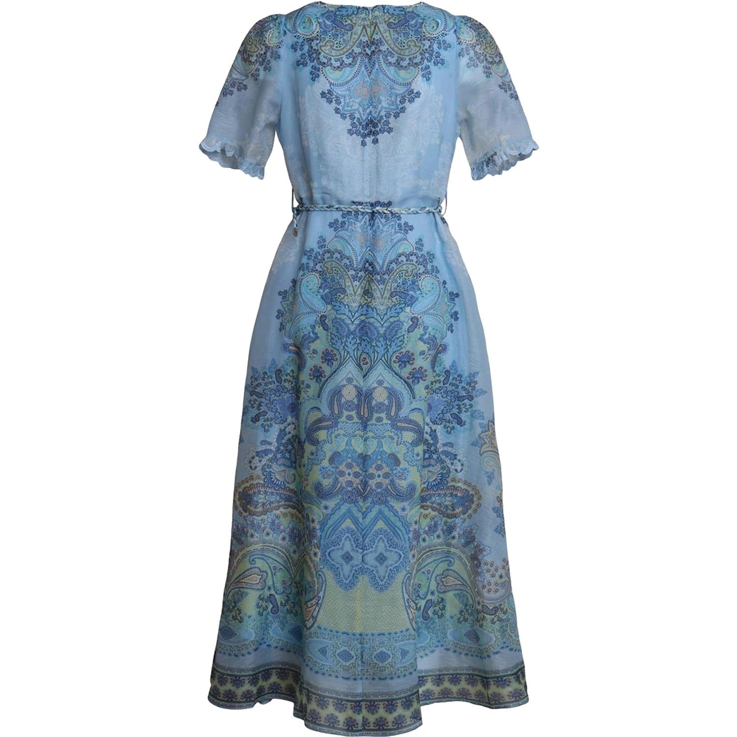 Hale Bob Micah Long Dress Silk Linen Kjole Blå
