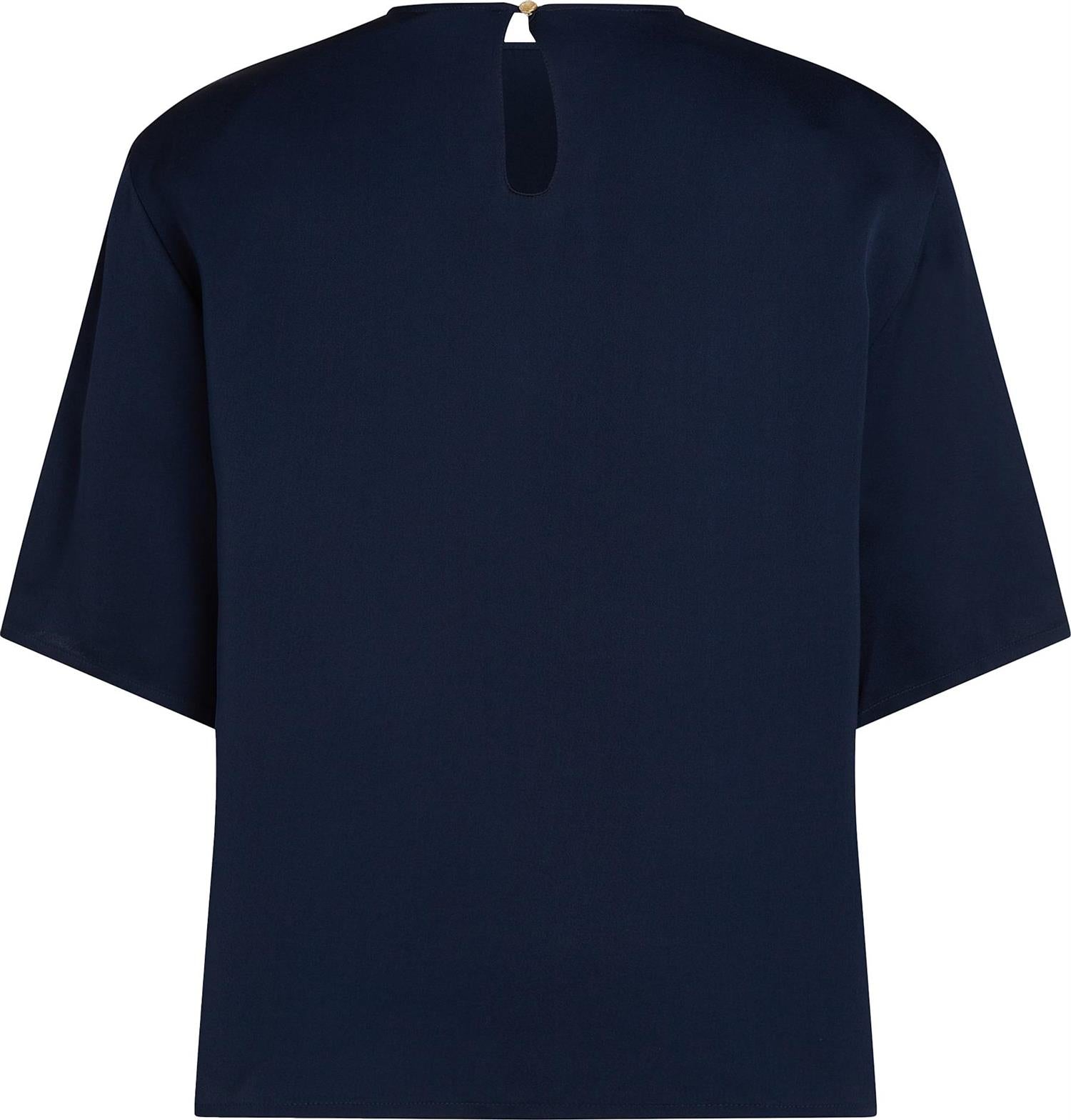 Tommy Hilfiger Sateen C-Neck Relaxed T-Shirt T-Shirt Mørkeblå - chrismoa.no