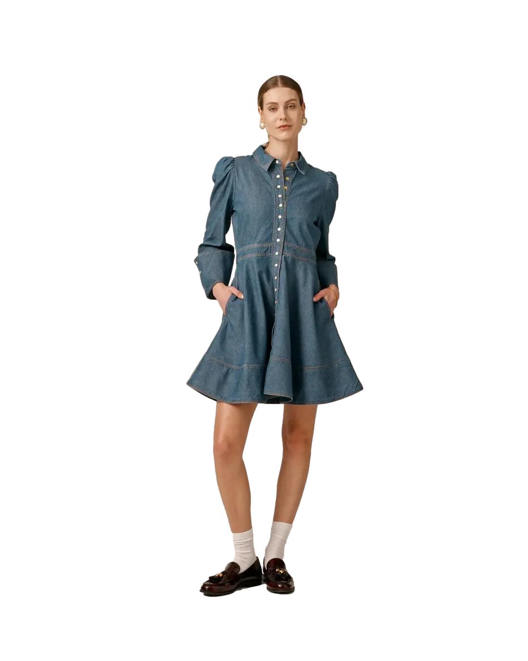 By TiMo Denim Mini Dress Kjole Denim - chrismoa.no