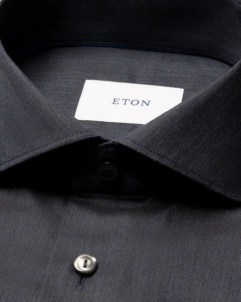 Eton Solid Signature Flannel Shirt Skjorte Mørkeblå - chrismoa.no