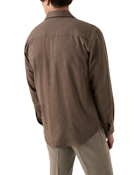 Eton Solid Flannel Shirt Skjorte Brun