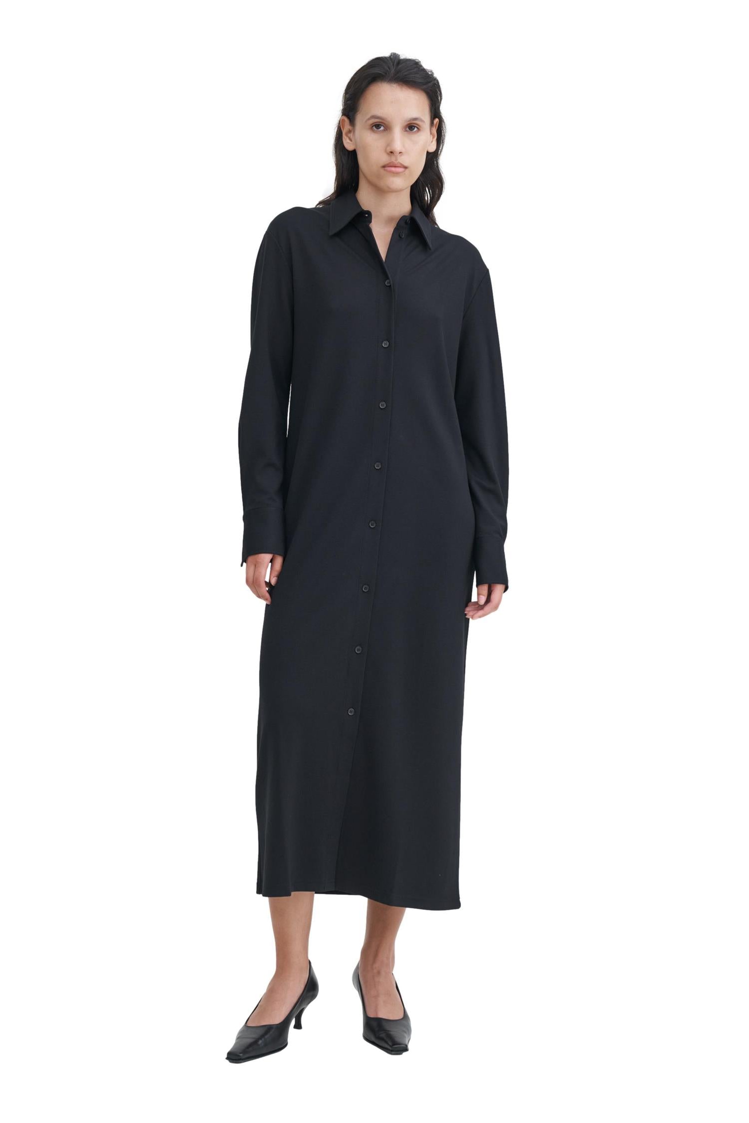 Filippa K Relaxed Jersey Shirt Dress Kjole Sort - chrismoa.no