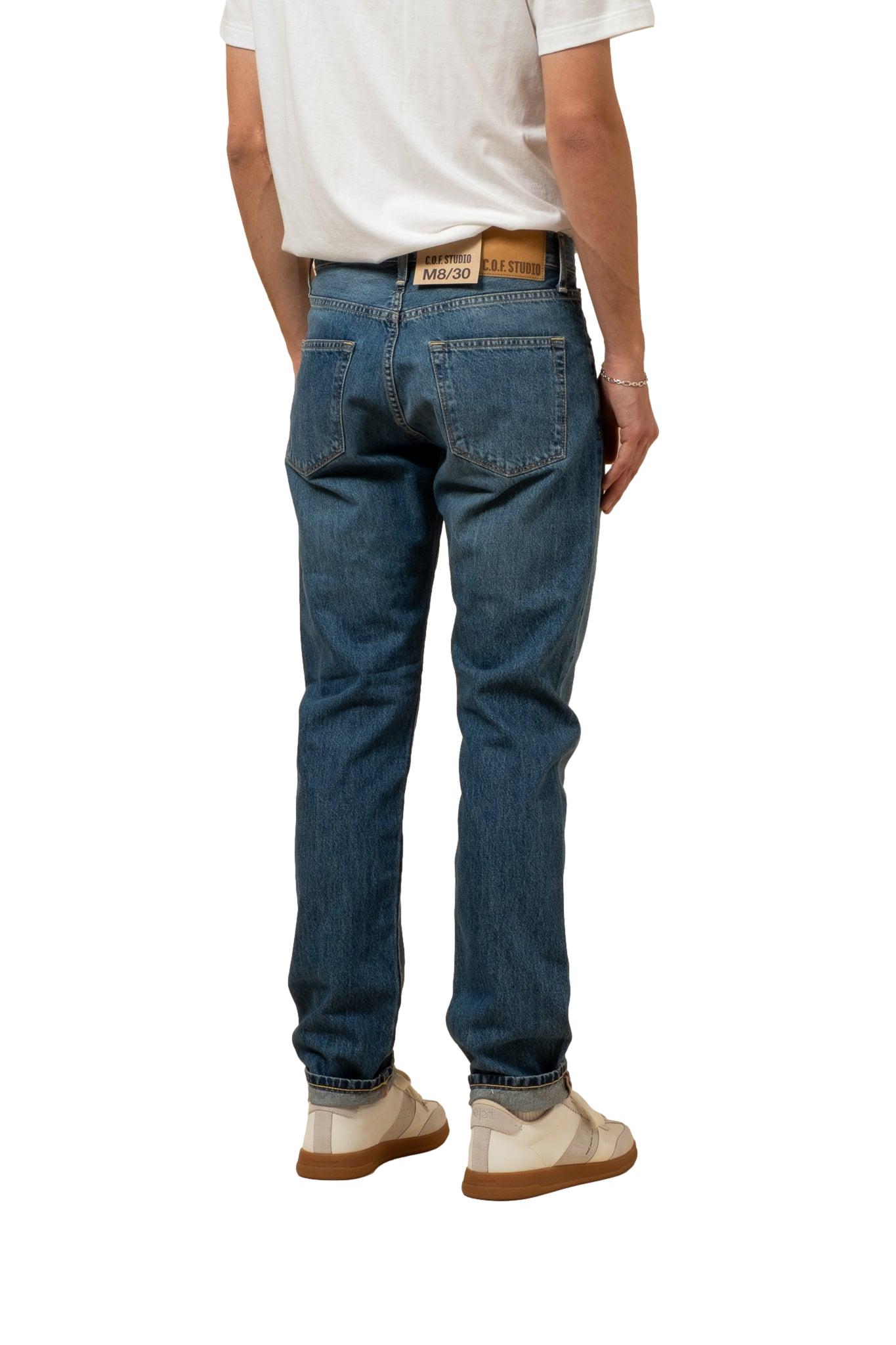 COF Studio M8 Straight Fit Comfort Organic Indigo Washed Blue Jeans - chrismoa.no