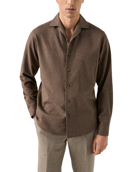 Eton Solid Flannel Shirt Skjorte Brun