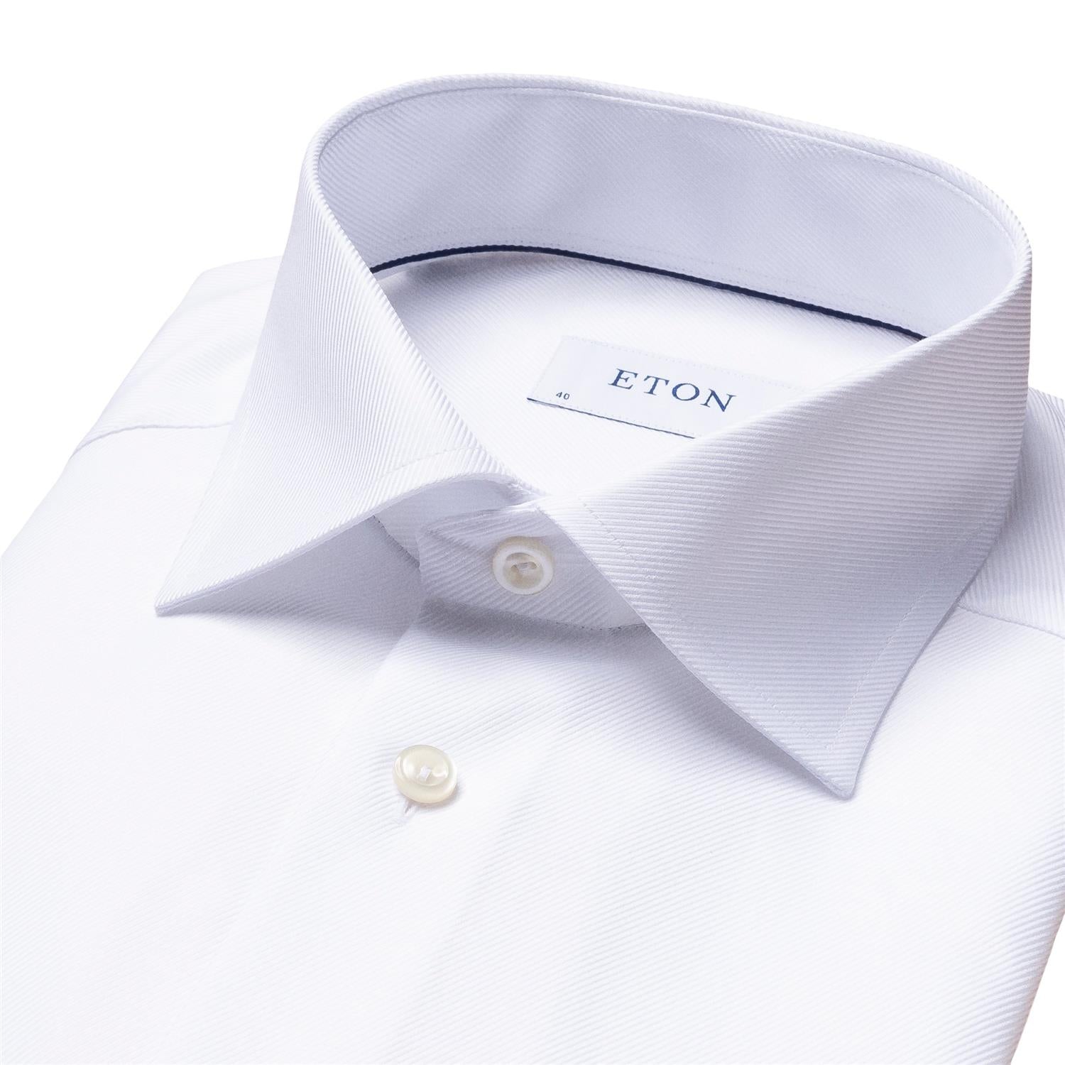 Eton Slim White Textured Twill Shirt Skjorte Hvit - chrismoa.no
