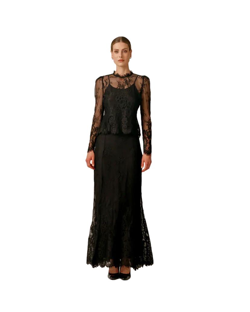 By TiMo Lace Top Bluse Sort - chrismoa.no