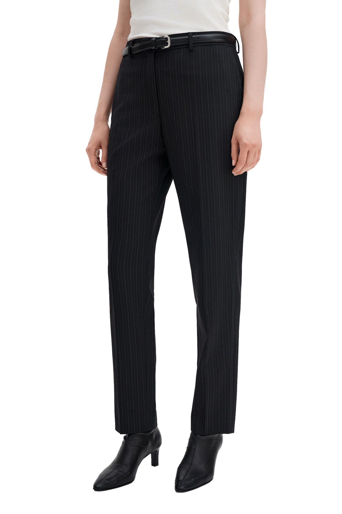 Filippa K Emma Cropped Pinstripe Bukse Sort