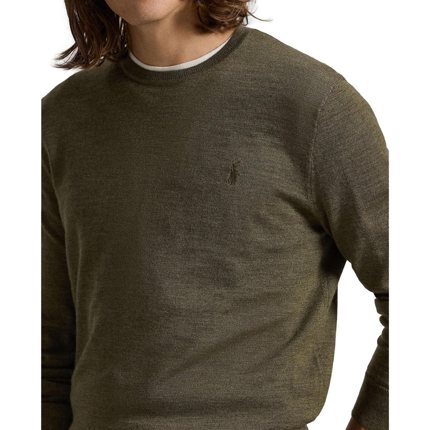 Polo Ralph Lauren Slim Fit Washable Wool Crewneck Sweater Genser Grønn - chrismoa.no