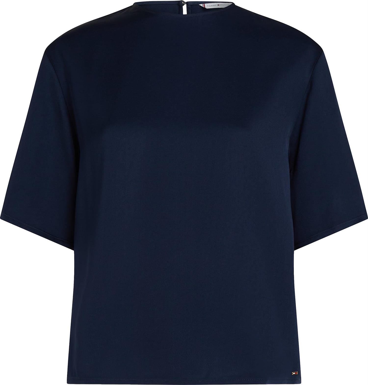 Tommy Hilfiger Sateen C-Neck Relaxed T-Shirt T-Shirt Mørkeblå - chrismoa.no
