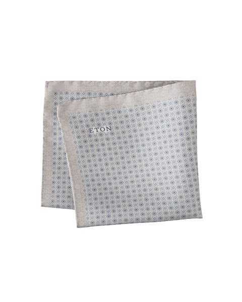 Eton Geometric Silk Pocket Square Tilbehør Lysegrå - chrismoa.no