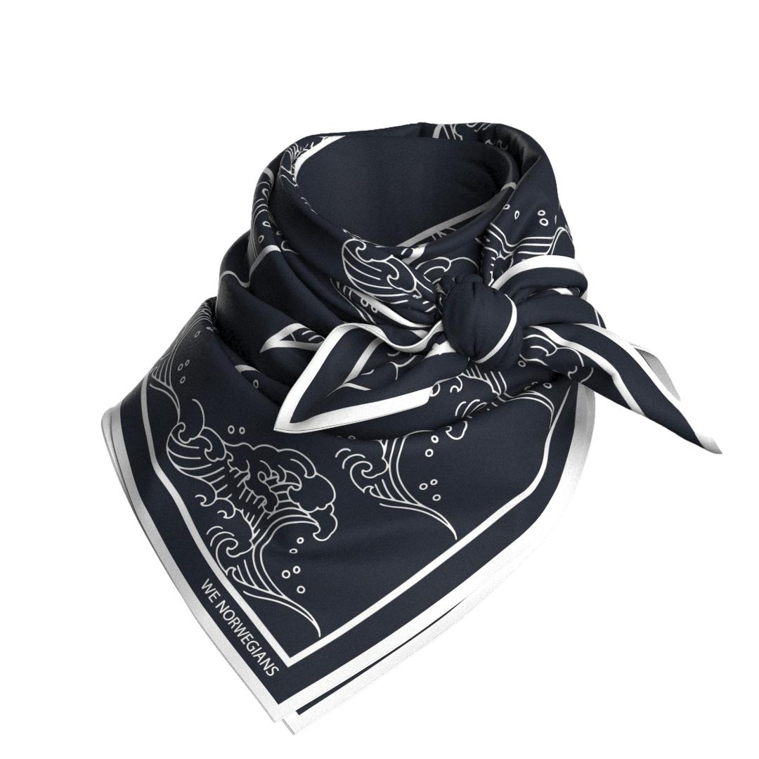 We Norwegians Wavy Silk Scarf Tilbehør Navy - chrismoa.no