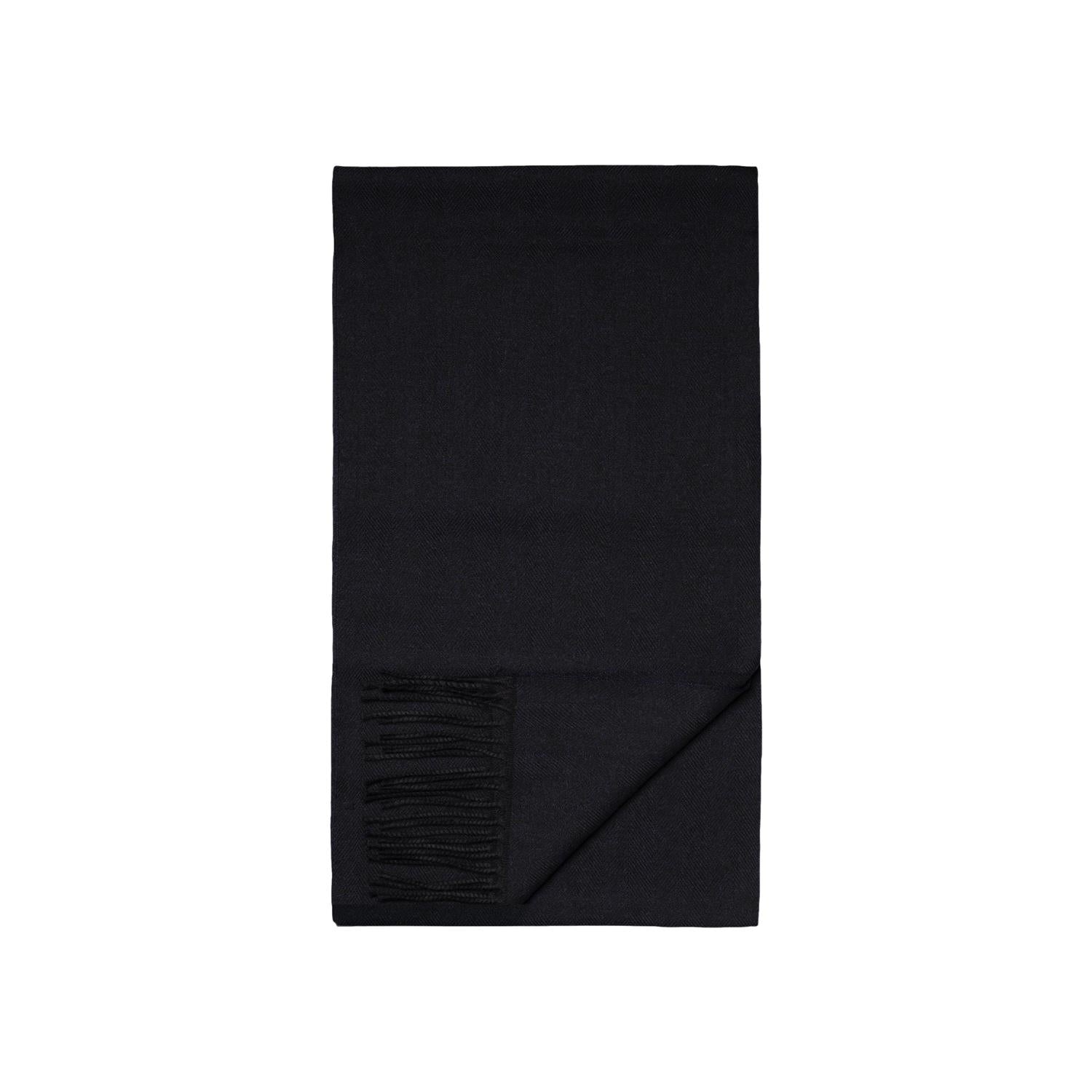 Eton Herringbone Merino Wool scarf Skjerf Marine - chrismoa.no