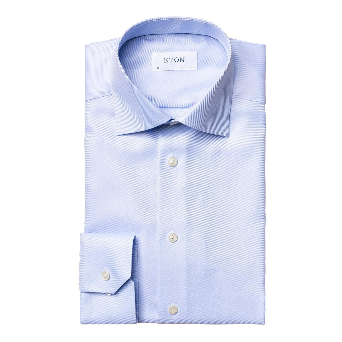 Eton Textured Twill Slim Skjorte Lyseblå