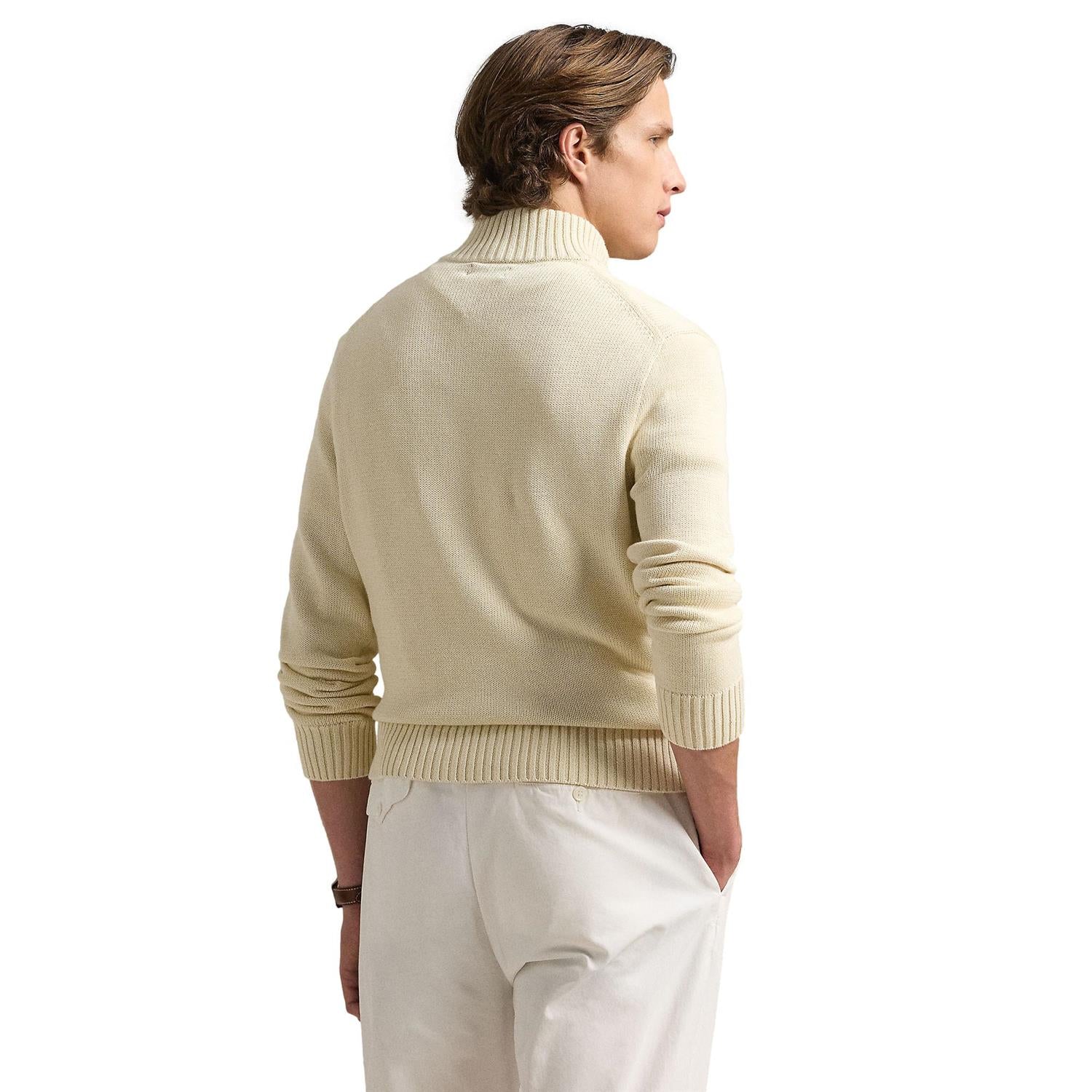 Polo Ralph Lauren Cotton Quarter-zip sweater Genser Kremfarget