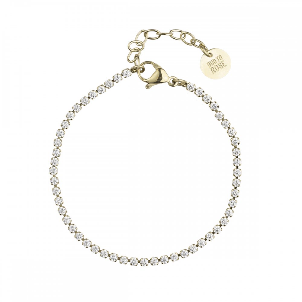 Bud to Rose Ice Tennis Bracelet 2mm Clear/Gold Armbånd Gull - chrismoa.no