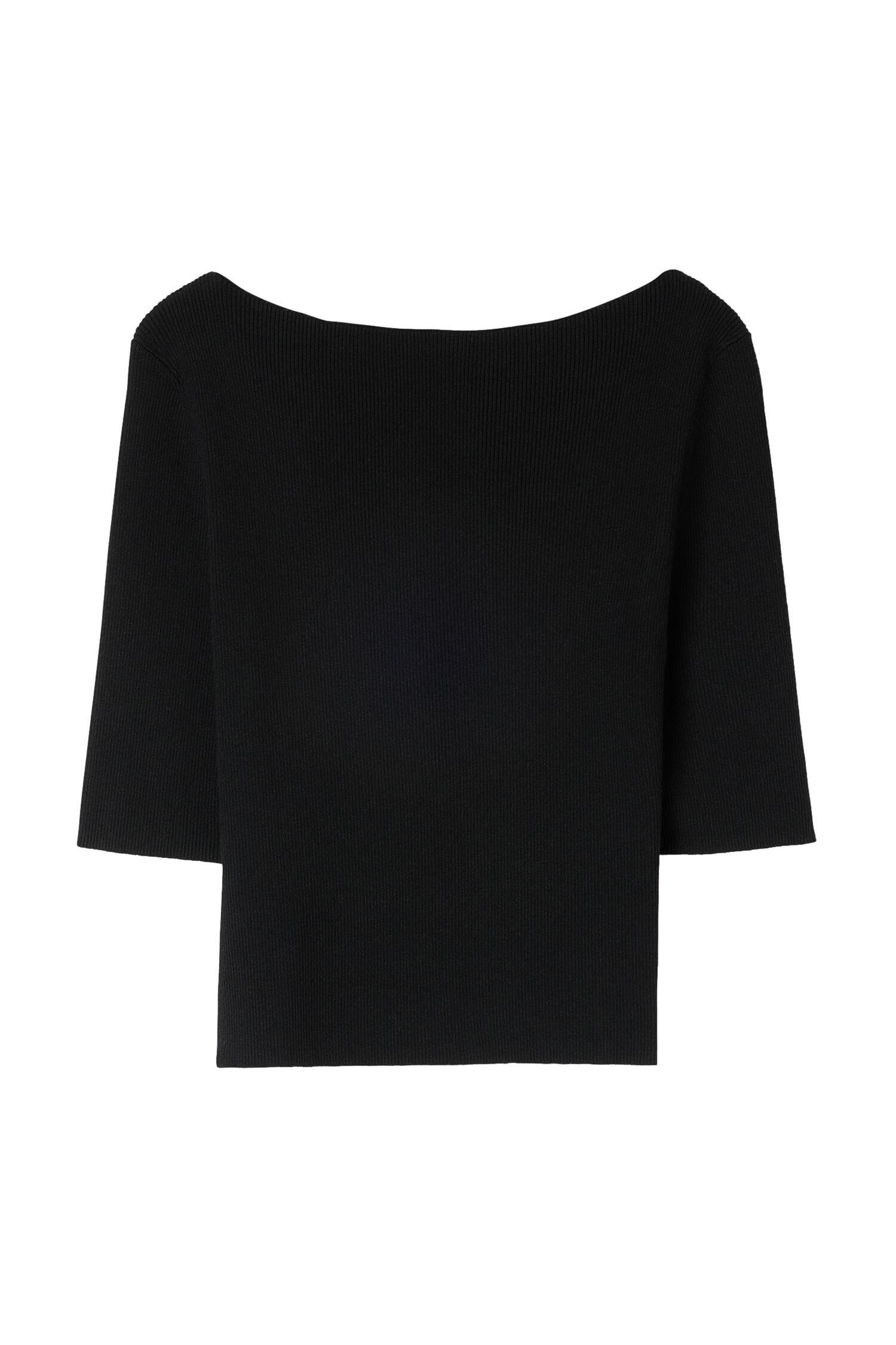 Filippa K Boatneck Rib Top Genser Sort - chrismoa.no