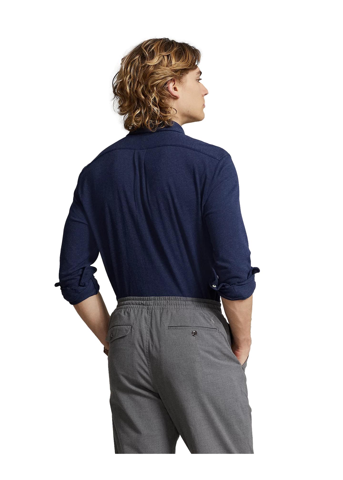 Polo Ralph Lauren Featherweight Mesh Shirt Skjorte Mørk Blå Melert - chrismoa.no