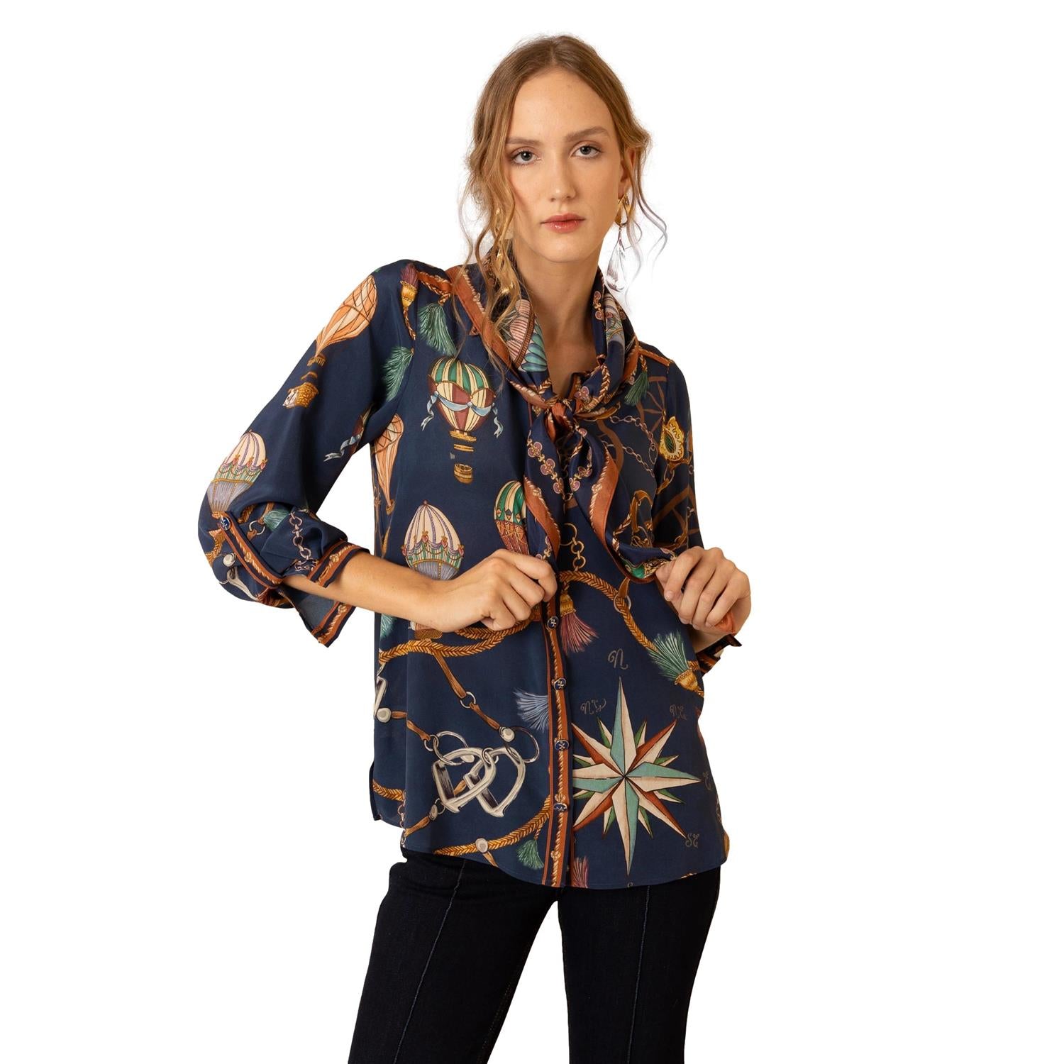 Hale Bob Leilany Silk Scarf Skjerf Marine