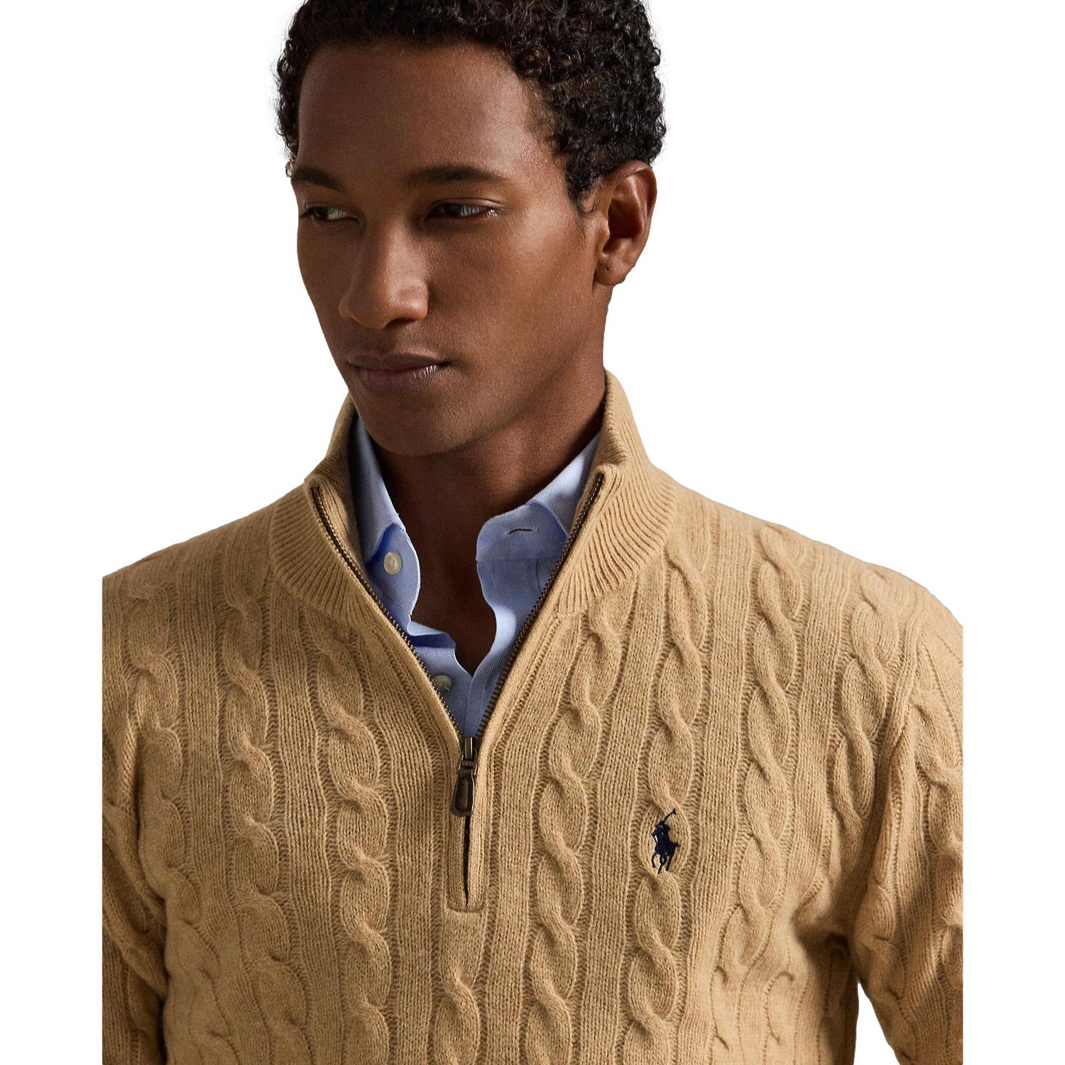 Polo Ralph Lauren Cable-Knit Wool-Cashmere Sweater Genser Lysebrun