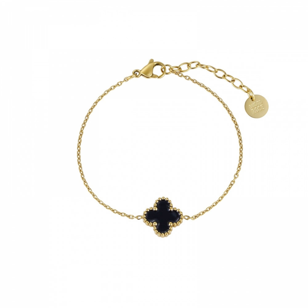 Bud to Rose Clover Enamel Bracelet Black/Gold Armbånd Sort - chrismoa.no