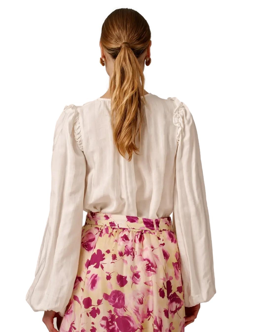 By TiMo Striped Puffed Blouse Bluse Hvit - chrismoa.no