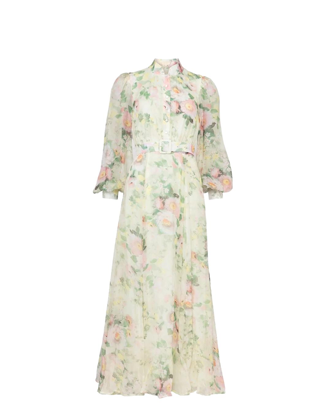 By TiMo kjole i organzasløyfe med blomsterdesign, elegant kjole med voluminøs skjørt og delikat stoffdetalj.