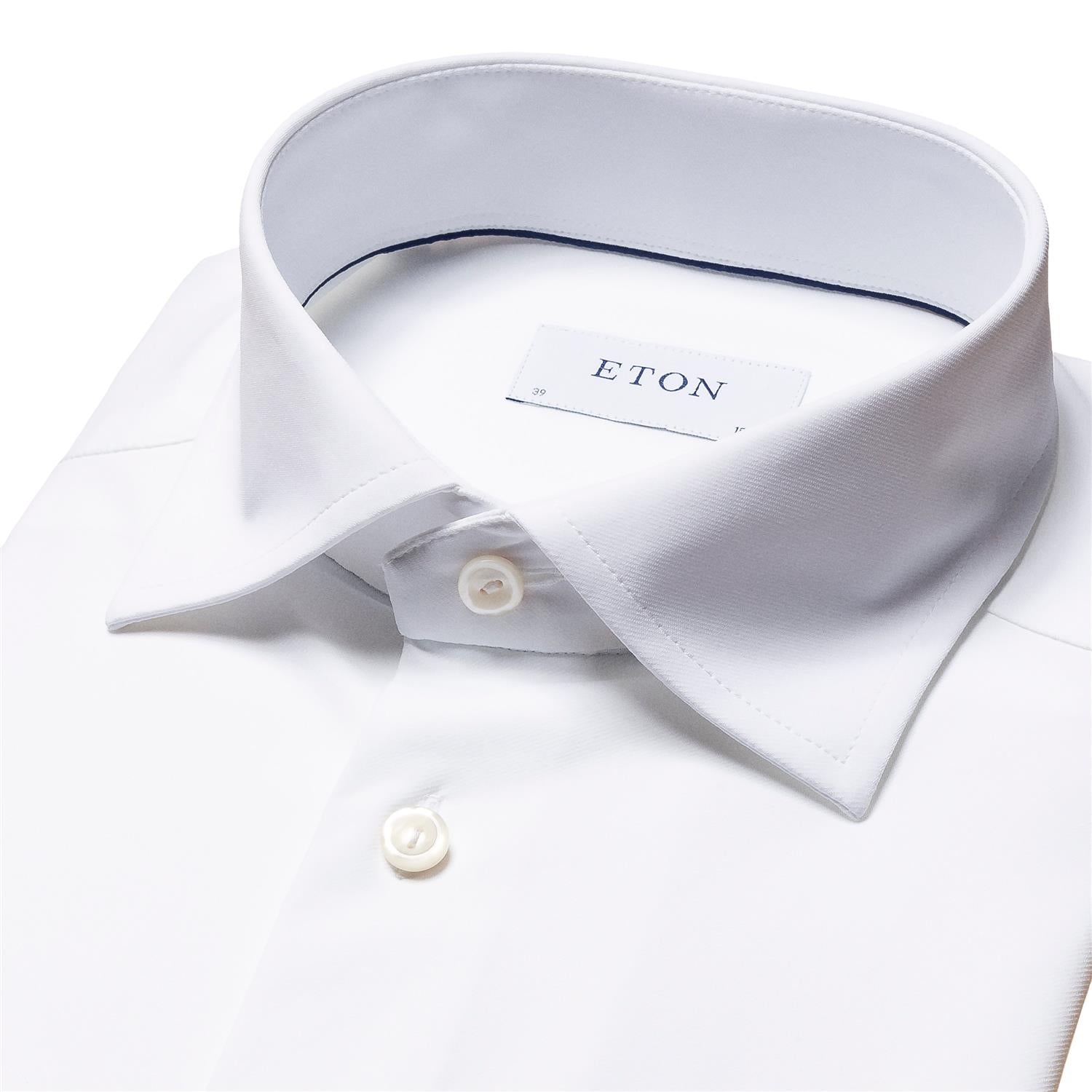 Eton Slim White Four-Way Stretch Shirt Skjorte Hvit