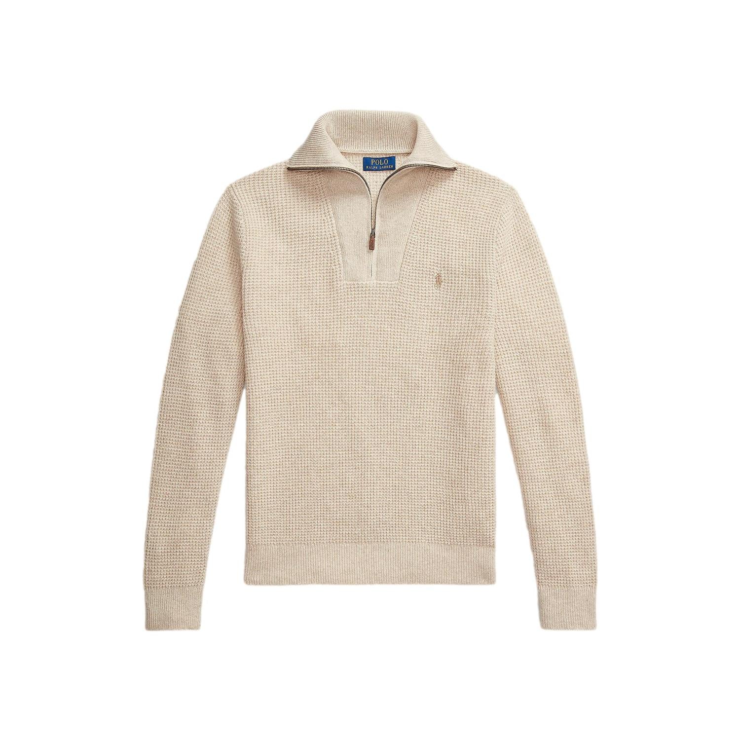 Polo Ralph Lauren WAFFLE WOOL-COTTON QUARTER-ZIP SWEATER Genser Beige - chrismoa.no