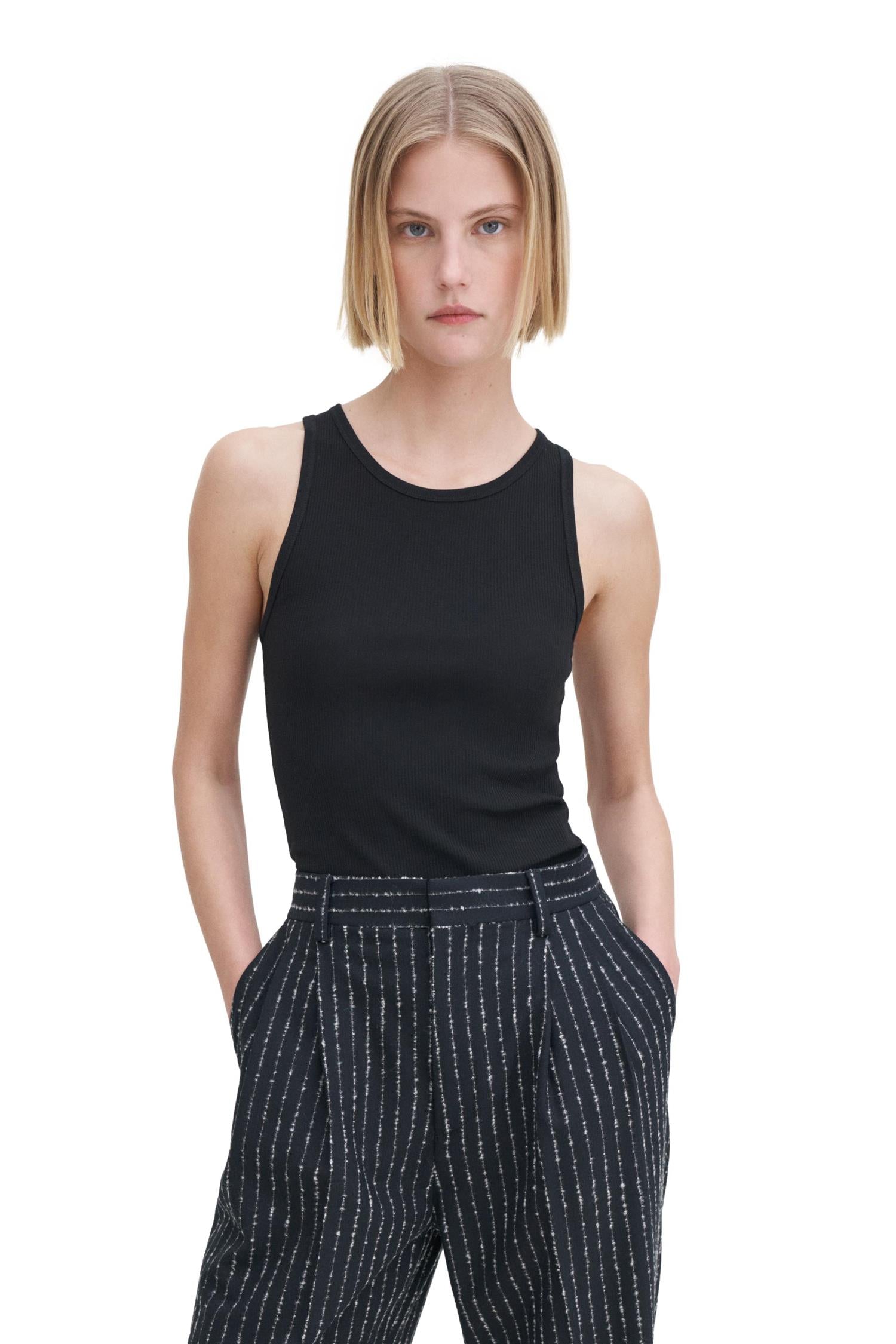 Filippa K Fine Rib Tank T-Shirt Sort