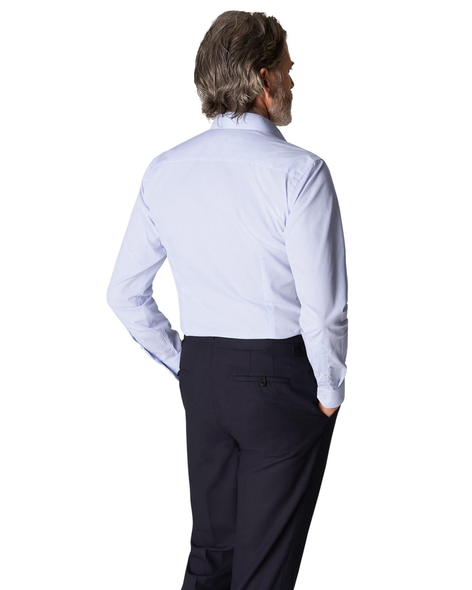 Eton Slim Striped Poplin Shirt Skjorte Lyseblå - chrismoa.no