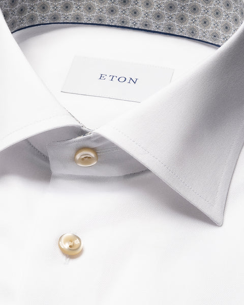 Eton Eton Contemporary Medallion Effect Signature Twill Shirt Skjorte Hvit - chrismoa.no