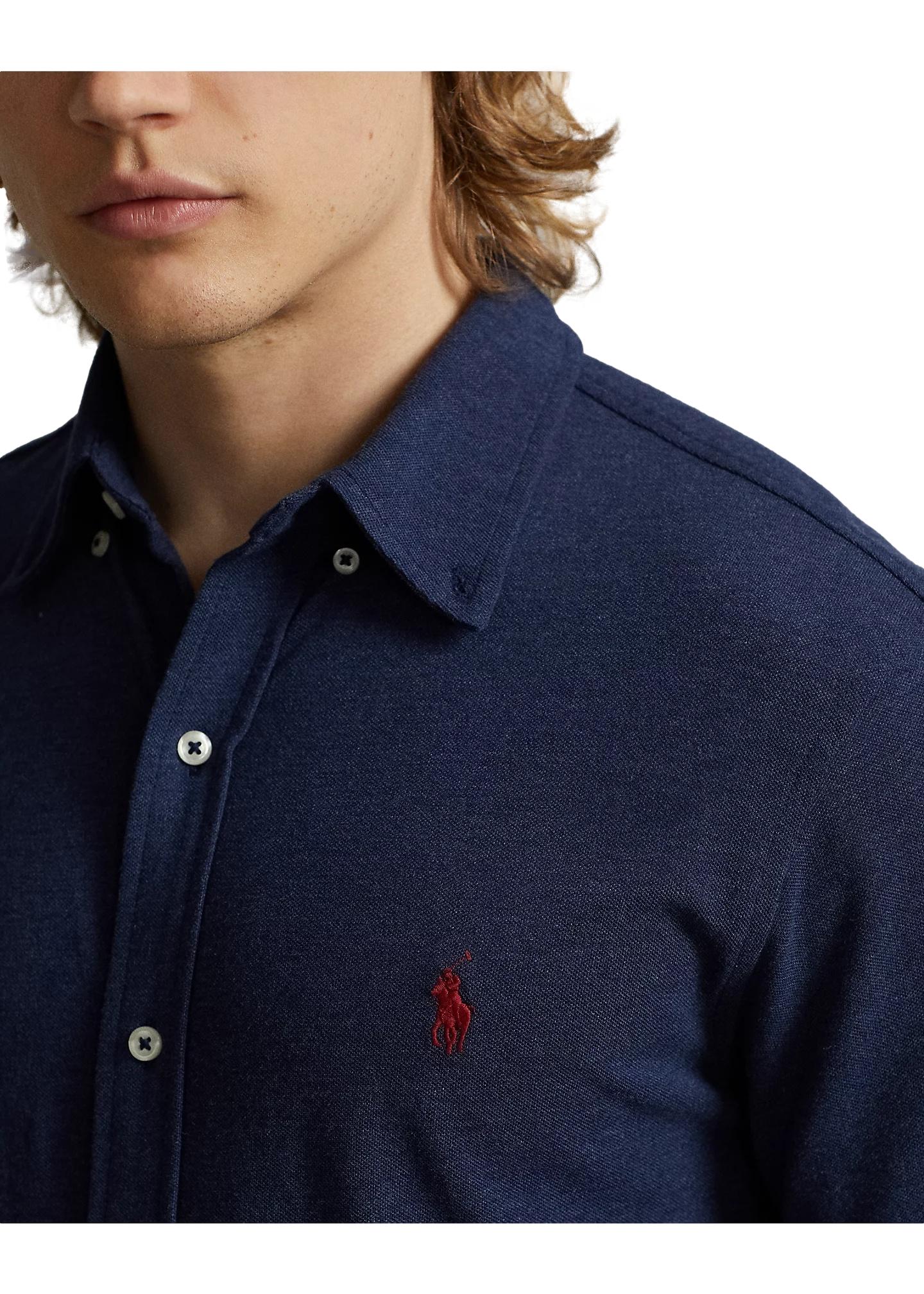 Polo Ralph Lauren Featherweight Mesh Shirt Skjorte Mørk Blå Melert - chrismoa.no