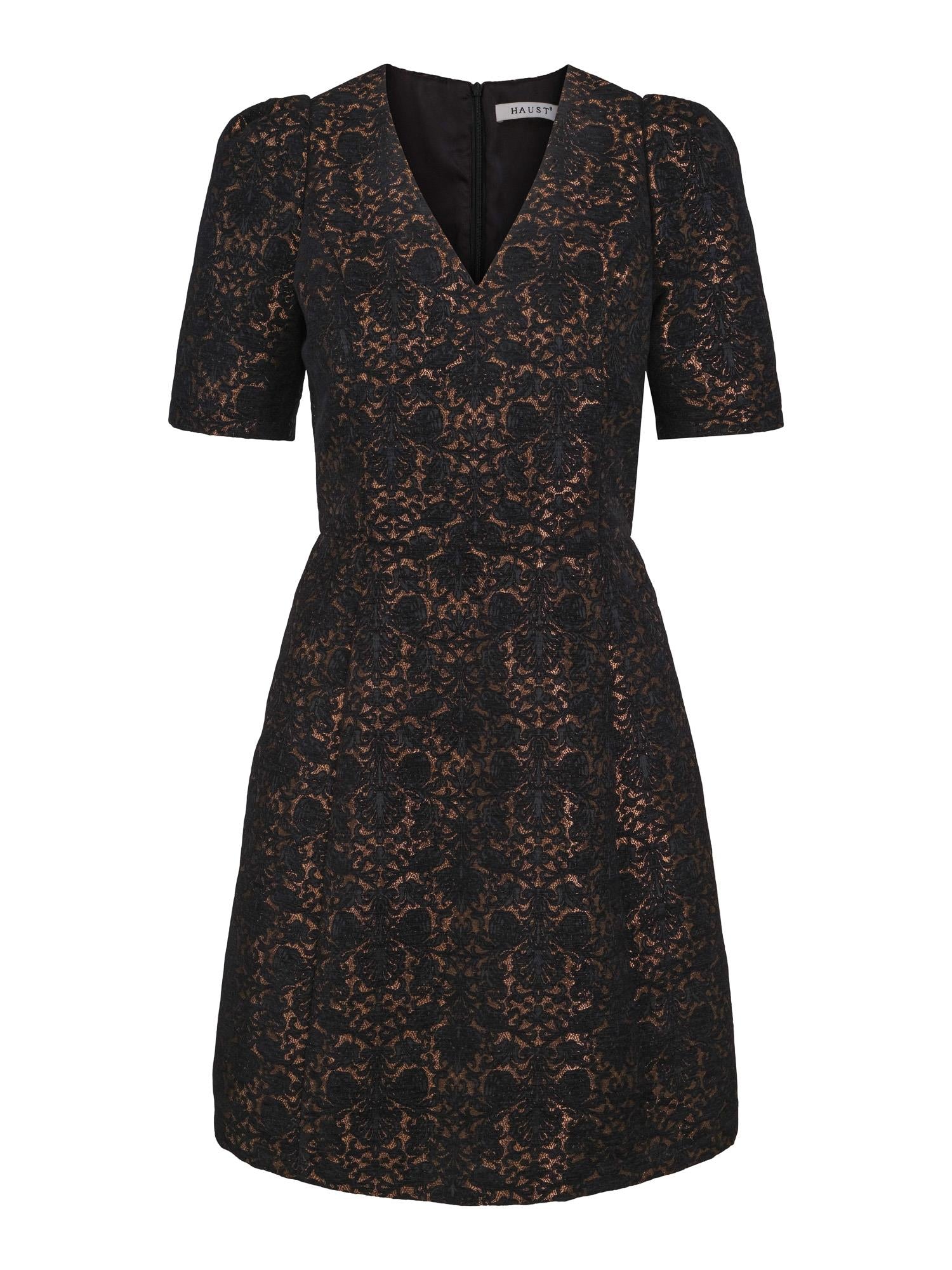 Haust Jacquard velvet dress Kjole Sort