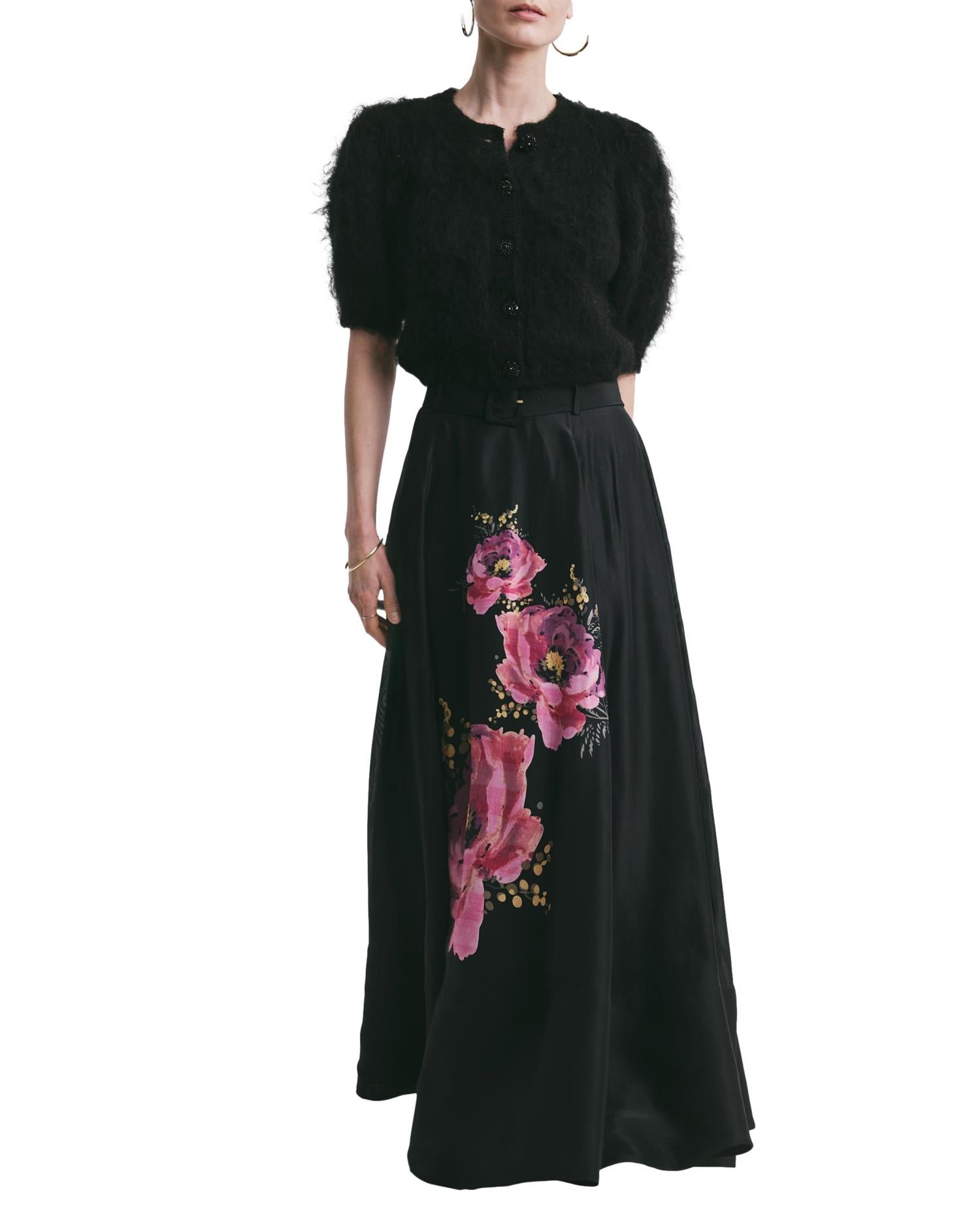 By TiMo Hairy Knit Puffed Jacket Genser Sort