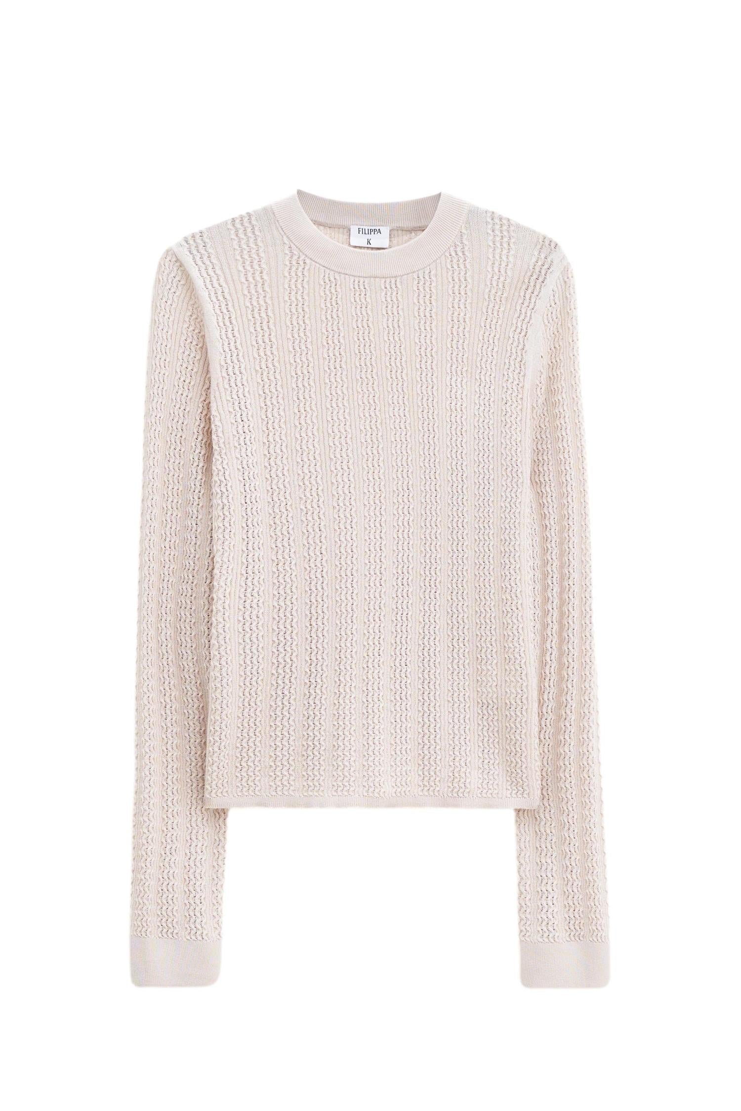 Filippa K Lace Knit Top Genser Beige - chrismoa.no