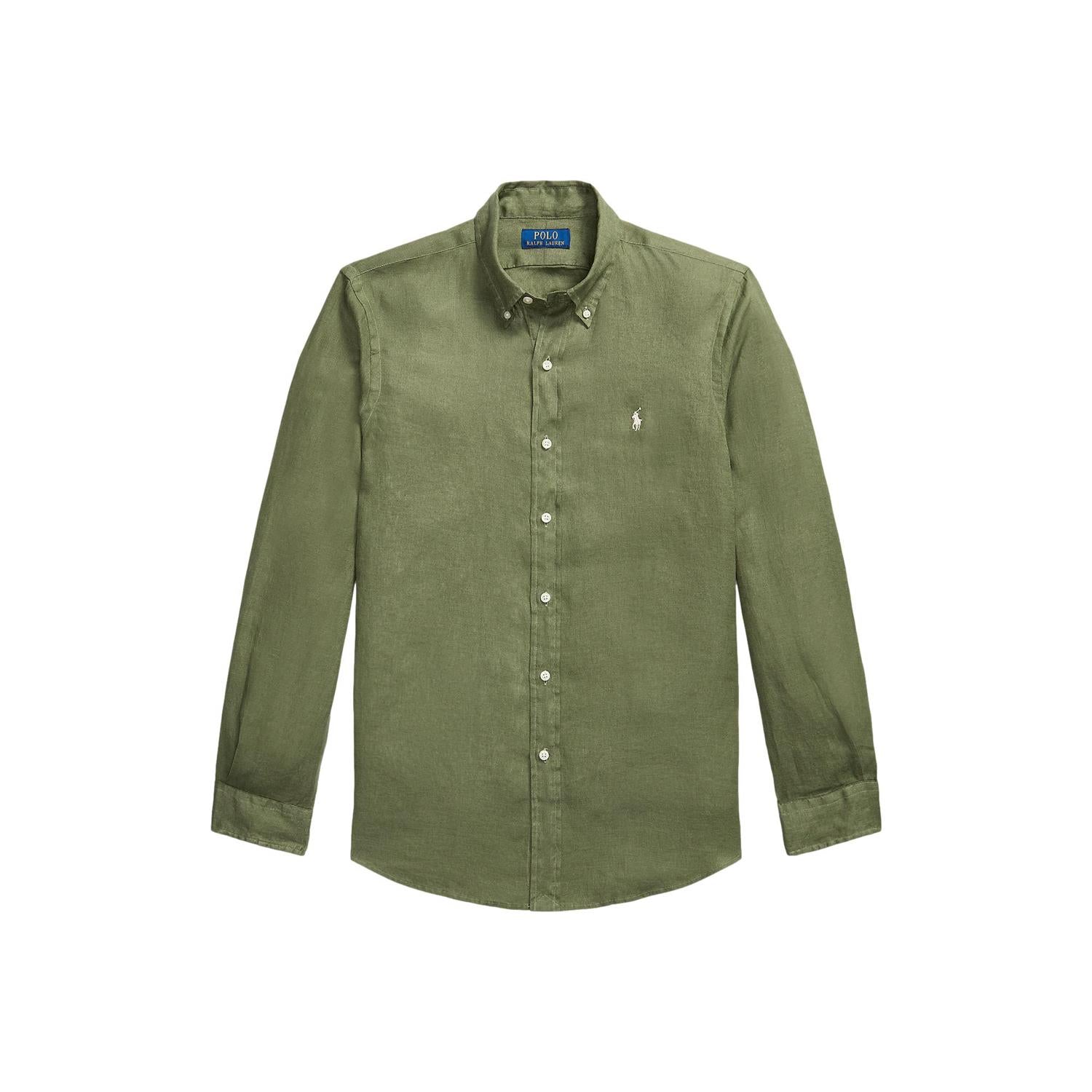 Polo Ralph Lauren Custom Fit Linen Shirt Skjorte Flaskegrønn - chrismoa.no