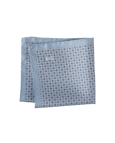 Eton Geometric Silk Pocket Square Tilbehør Blå - chrismoa.no